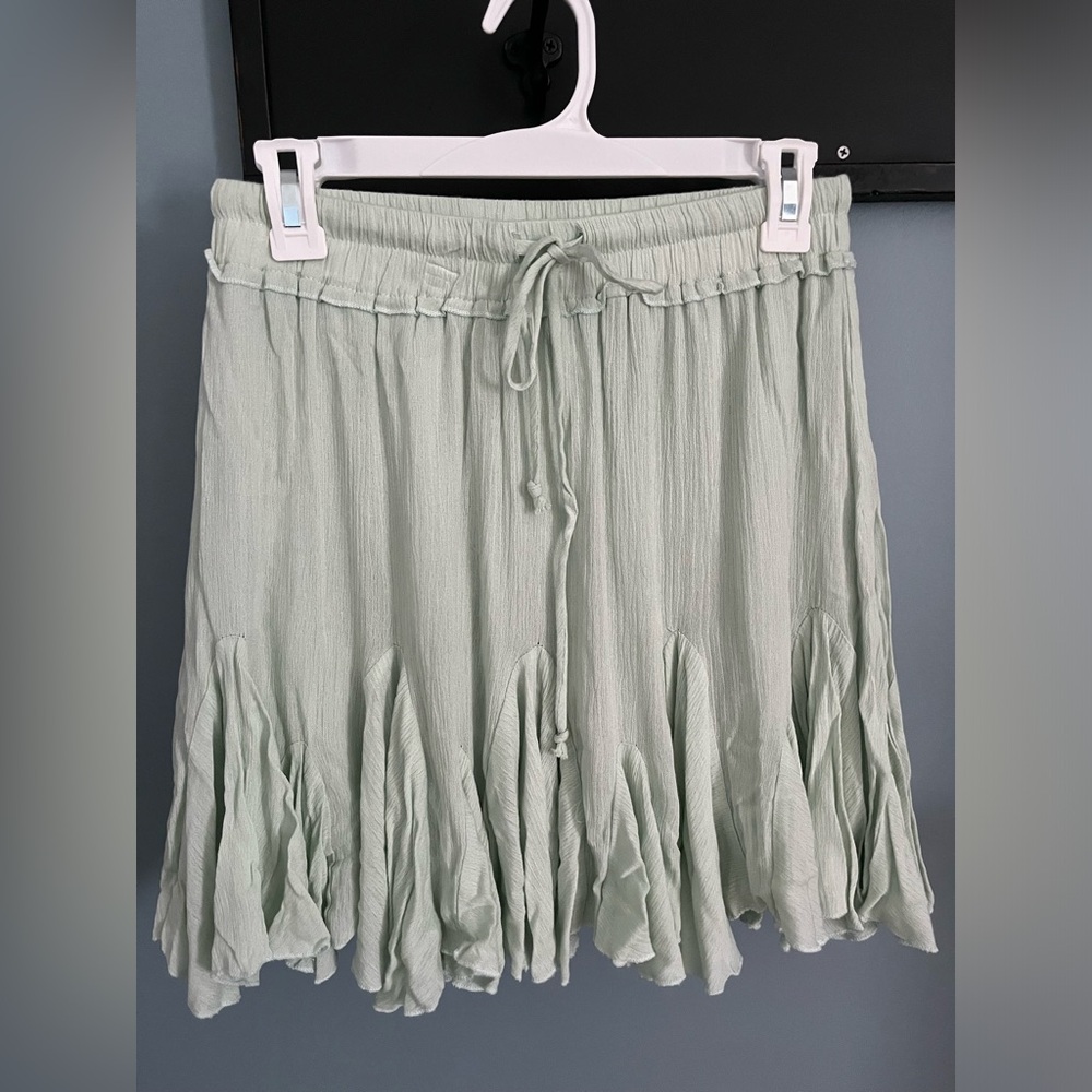 Quiet Storm Elastic Flowy Mini Skirt  - Mint